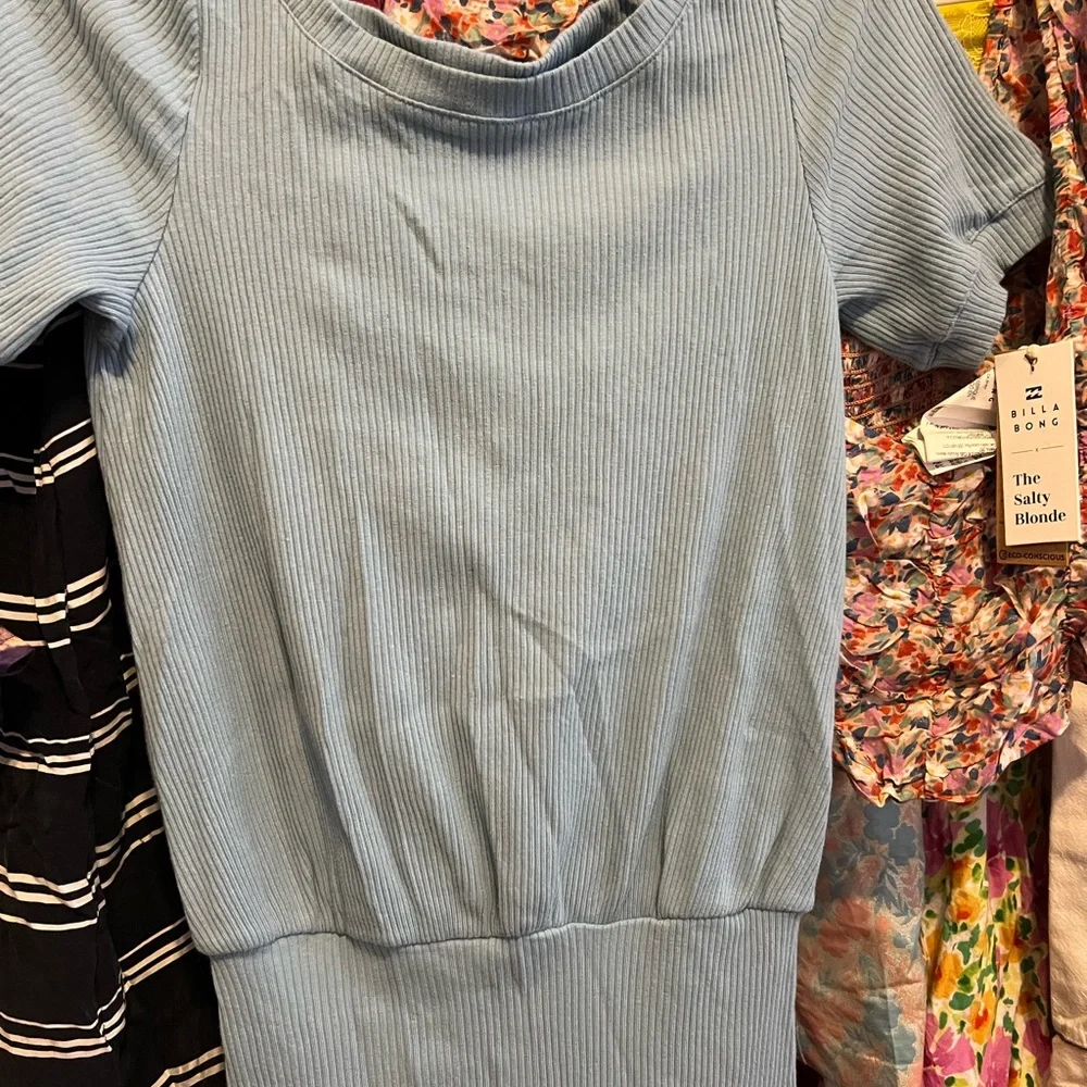 Free People Beach Blue Ribbed Open Back Dress - Picture 4 of 6